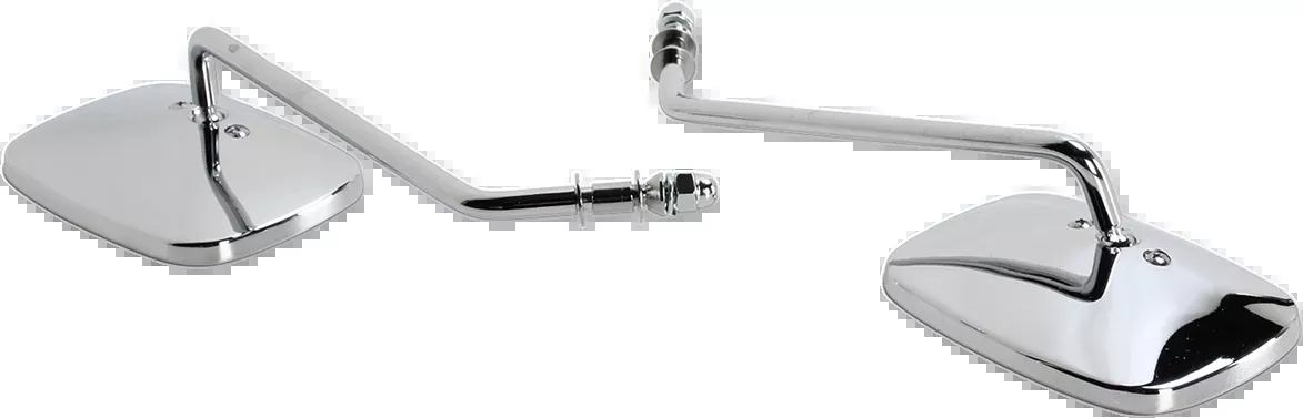Drag Specialties Chrome Long Rectangle Motorcycle Handlebar Side View Mirror Set