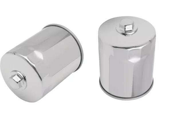 Drag Specialties Chrome Oil Filter W/ Nut 2 Pack 1980-22 Harley Touring Softail