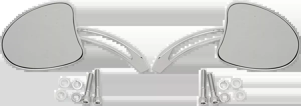Drag Specialties Chrome Teardrop Slotted Handlebar Mirror Set Harley Davidson