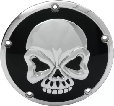 Drag Specialties Derby Cover - Chrome/Black - Skull-1107-0327