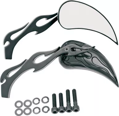 Drag Specialties Flame Mirrors - Black-0640-0289