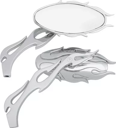 Drag Specialties Flame Oval Mirror - Chrome-0640-0484