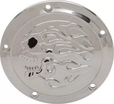 Drag Specialties Flaming Skull Derby Cover - Chrome-1107-0633