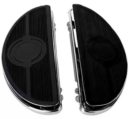 Drag Specialties Half Moon Chrome/Black Driver Floorboards (1621-0160)