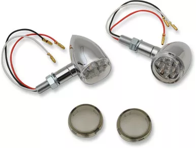 Drag Specialties LED Marker Lights - Chrome/Red - Smoke Lens-2040-1958