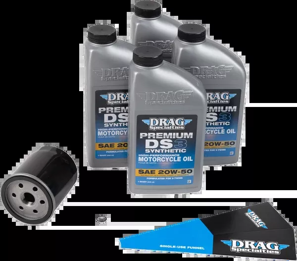 Drag Specialties Oil Full Synthetic Oil Change Kit – 20W50 – EVO/XL – Black Filter