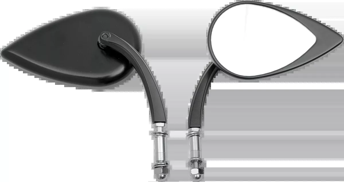 Drag Specialties Pair Matte Black Teardrop Motorcycle Mirrors for Harley