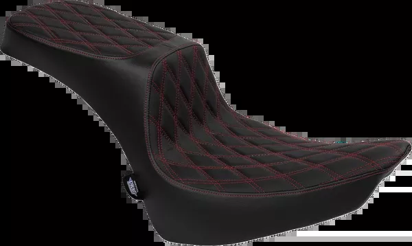 Drag Specialties Seats Performance Predator 2-Up Seat – Vinyl – Double Diamond – Red Thread – FL ’00-’17