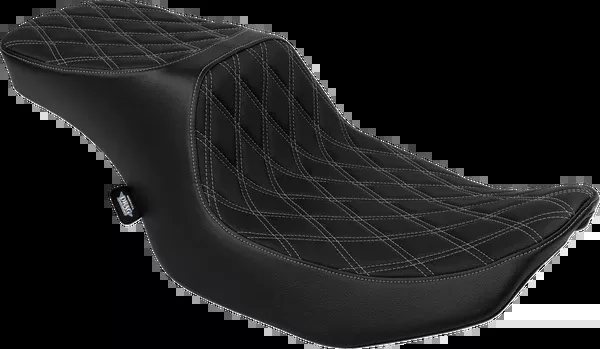 Drag Specialties Seats Predator 2-Up Seat – Vinyl – Double Diamond Silver Stitch – W/O Backrest – FLTR/FLHX ’23-’24
