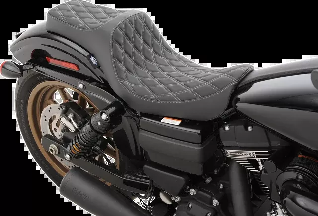 Drag Specialties Silver Diamond Stitch Predator Seat for 2006-2017 Harley Dyna