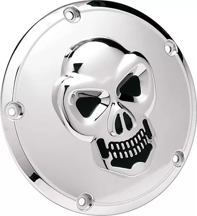 Drag Specialties Skull Derby Cover - Chrome - 5 Hole-1902-0061