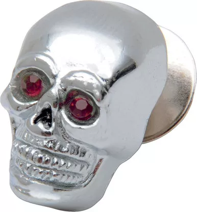 Drag Specialties Small Chrome Skull with/Red Eye-DS-190485
