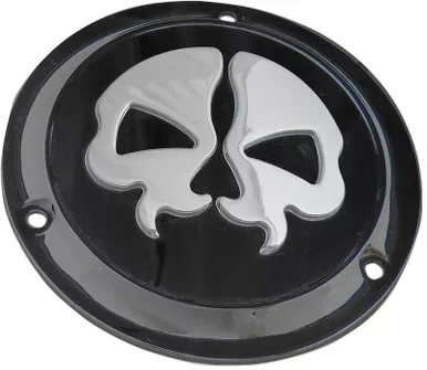 Drag Specialties Split Skull Derby Cover – Black – 3-Hole-1107-0549
