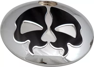 Drag Specialties Split Skull Fuel Door – Chrome with Black-0703-0791
