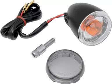 Drag Specialties Universal Turn Signal Light - Front - Matte Black with Smoke Lens-2020-0417