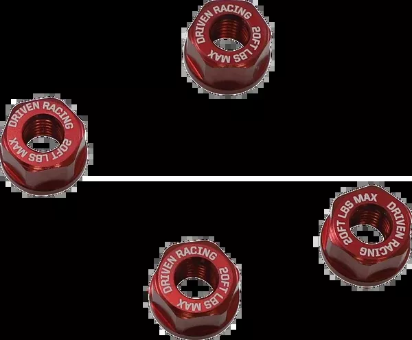 Driven Racing Sprocket Nuts – 4-Bolt Hub – Red – M8 X 1.25