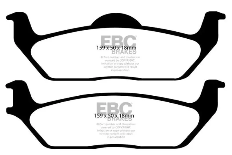 EBC 6 Lug Greenstuff Rear Brake Pads fits 2007-2008, 2010-2011 Ford F-150 FX2 / 2004-2011 Ford F-150 FX4 / 2006-2008, 2010-2011 Ford F-150 Harley-Davidson Edition / 2005-2011 Ford F-150 King Ranch