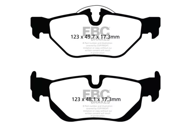 EBC DP42069R Yellowstuff Rear Brake Pads fits 2008-2013 BMW 128i / 2006 BMW 325i / 2006 BMW 325xi / 2007-2012 BMW 328i / 2009-2012 BMW 328i xDrive / 2007-2008 BMW 328xi / 2013-2017 BMW X1
