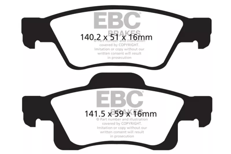 EBC Extra Duty Rear Brake Pads fits 2011-2023 Dodge Durango Citadel / 2011-2013 Dodge Durango Crew / 2011 Dodge Durango Express / 2017-2023 Dodge Durango GT