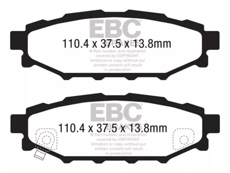 EBC Greenstuff Rear Brake Pads 2.0 (solid Rear rotors) fits 2005-2022 Scion / Subaru
