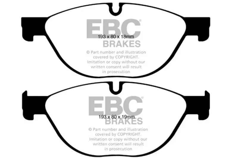 EBC Performance Yellowstuff Front Brake Pads fits 2012-2013 BMW 528i / 2014-2016 BMW 535d xDrive / 2010-2016 BMW 535i / 2010-2017 BMW 535i GT