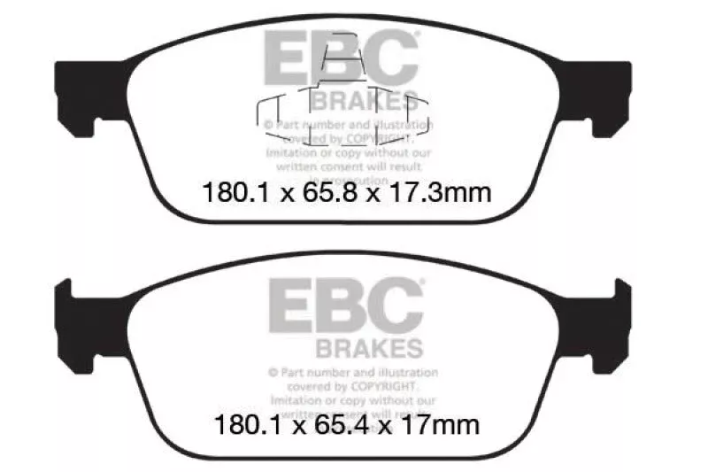 EBC Redstuff Front Brake Pads fits 2012-2018 Ford Focus Electric / 2016-2018 Ford Focus RS / 2012-2018 Ford Focus S / 2012-2018 Ford Focus SE