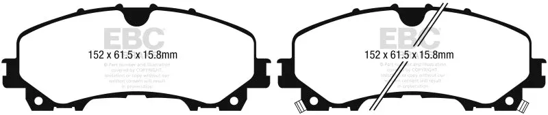 EBC Redstuff Front Brake Pads fits 2014-2023 Infiniti Q50 / 2017-2022 Infiniti Q60 / 2016-2017, 2019-2023 Infiniti QX50 / 2022-2023 Infiniti QX55