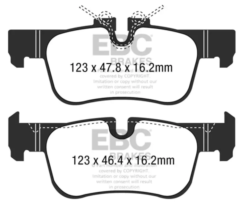 EBC Redstuff Rear Brake Pads fits 2021-2023 BMW 228i Gran Coupe / 2017-2022 BMW X1 sDrive28i / 2016-2023 BMW X1 xDrive28i / 2019-2022 BMW X2 M35i