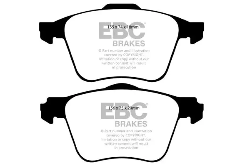 EBC Yellowstuff Front Brake Pads (315mm Front Rotors) fits 2011-2017 Volvo S60 / 2006-2015 Volvo S80 / 2015-2016 Volvo V60 / 2015-2016 Volvo V60 Cross Country / 2008-2016 Volvo XC70
