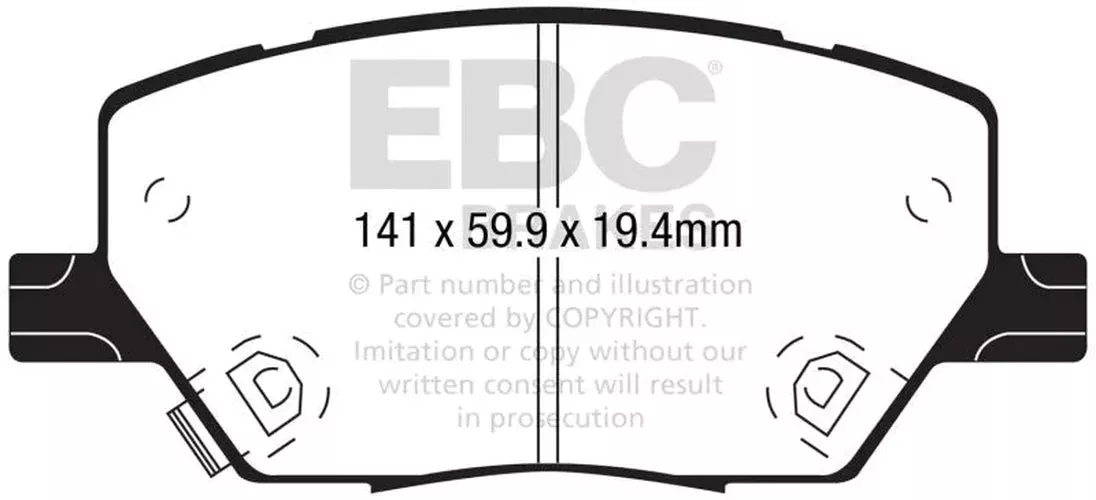EBC Yellowstuff Front Brake Pads DP42239R fits 2023-2025 Dodge Hornet GT / 2023-2025 Dodge Hornet GT Plus / 2024-2025 Dodge Hornet R/T / 2024-2025 Dodge Hornet R/T Plus