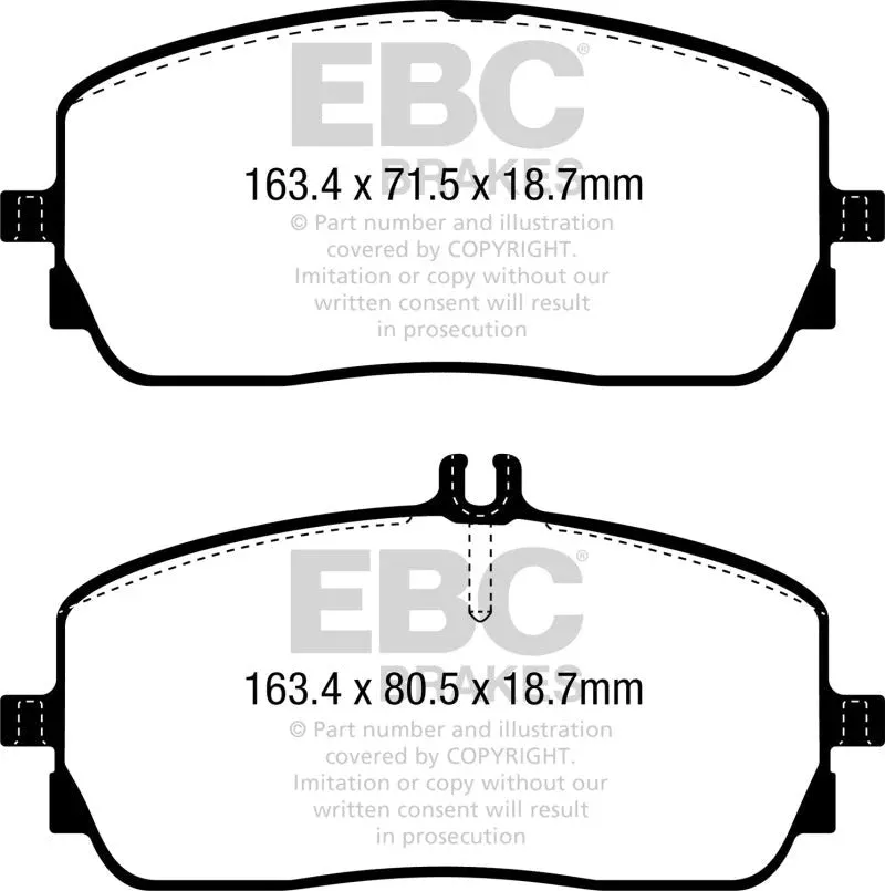 EBC Yellowstuff Front Brake Pads DP42390R fits 2019-2022 Mercedes-Benz A220 / 2020-2023 Mercedes-Benz CLA250 / 2018-2023 Mercedes-Benz G550 / 2020-2023 Mercedes-Benz GLA250