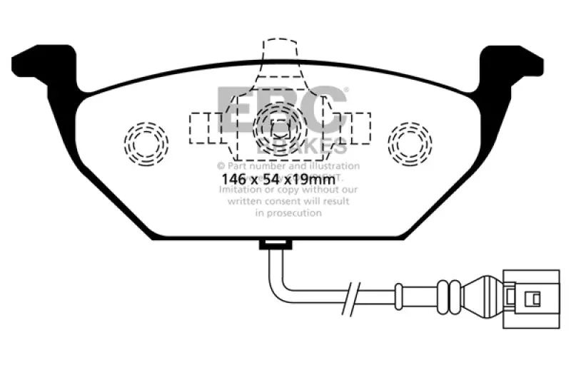 EBC Yellowstuff Front Brake Pads fits 2000-2010 Volkswagen Beetle / 1999-2004, 2010 Volkswagen Golf / 1999-2004, 2010-2014, 2019-2023 Volkswagen Jetta
