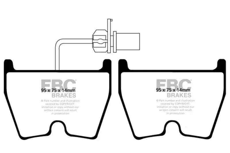 EBC Yellowstuff Front Brake Pads fits 2008-2012,2014-2015,2017-2018,2020-2021 Audi R8 / 2012 Audi R8 GT / 2012 Audi R8 GT Spyder / 2020-2023 Audi R8 Performance
