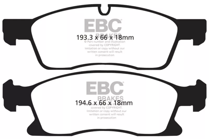 EBC Yellowstuff Front Brake Pads fits 2011-2023 Dodge Durango Citadel / 2011-2013 Dodge Durango Crew / 2011 Dodge Durango Express / 2017-2023 Dodge Durango GT