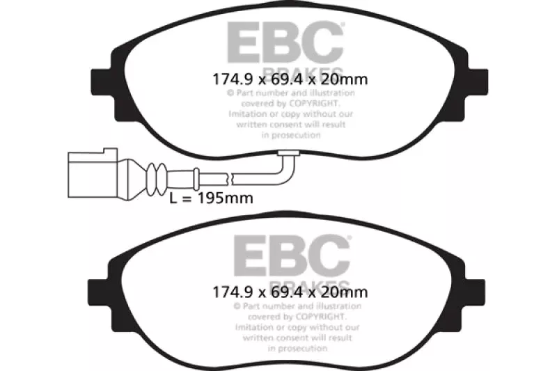 EBC Yellowstuff Front Brake Pads fits 2012-2023 Audi / Volkswagen