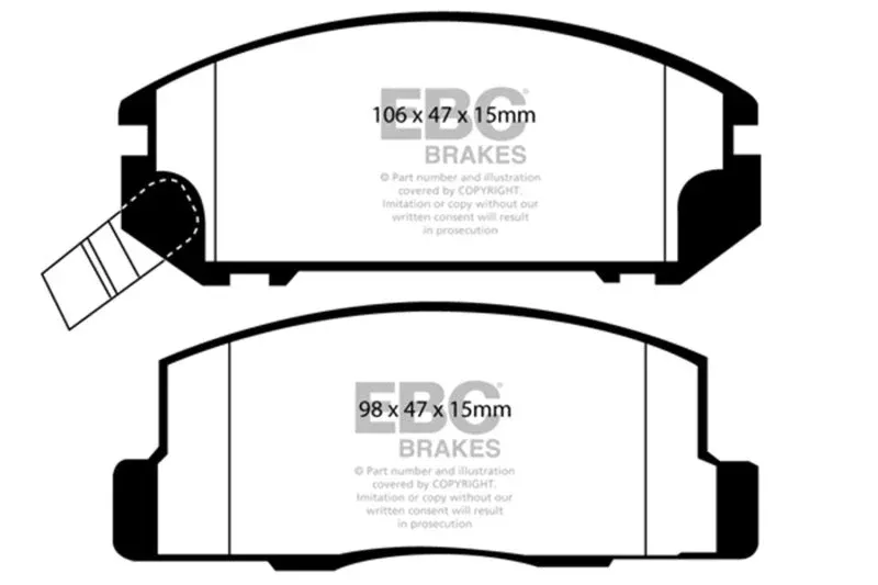EBC Yellowstuff Rear Brake Pads fits 1991-1995 Toyota MR2 / 2000-2005 Toyota MR2 Spyder