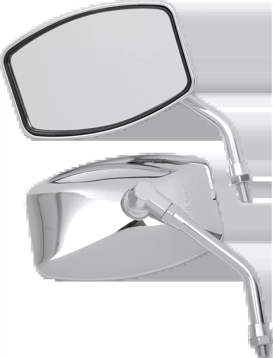 Emgo 10mm Chrome Universal Motorcycle Pair Big One Cruiser Handlebar Mirrors