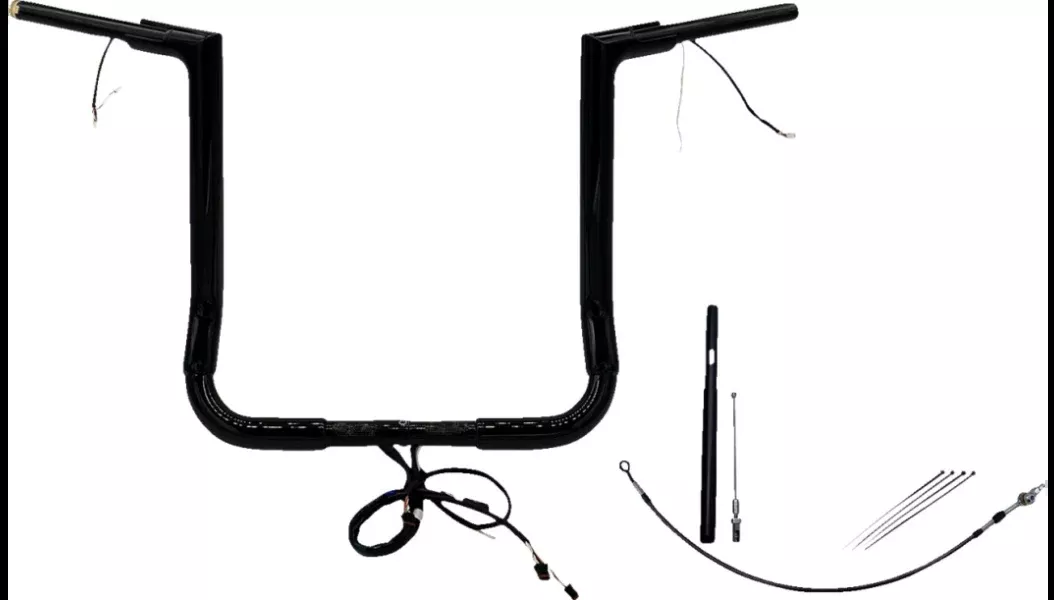 FBI Black 16″ Flat Top Plug n Play EZ 1-1/2″ Handlebar Kit Harley 21-23 FLH/T