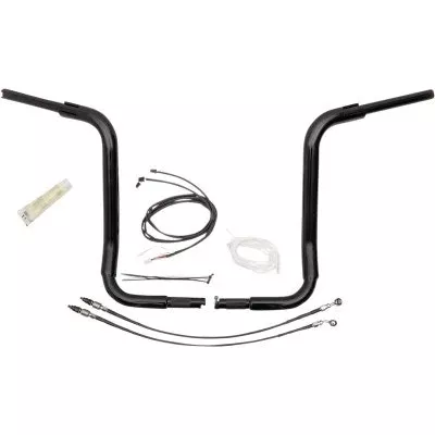 FBI Fat Baggers 1-1/2 Black 16″ EZ Install Rounded Top Handlebar Cable PKG FLH 14-20