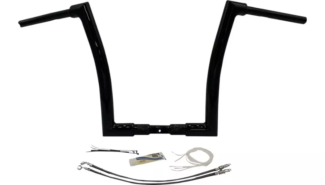 FBI Fat Baggers Black 1-1/2″ EZ Install Flat Top 14″ Handlebar Harley FLTR 15-20