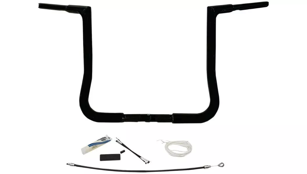 FBI Fat Baggers Black 1-1/4″ EZ Install Flat Top 12″ Handlebar Harley FLH 08-13