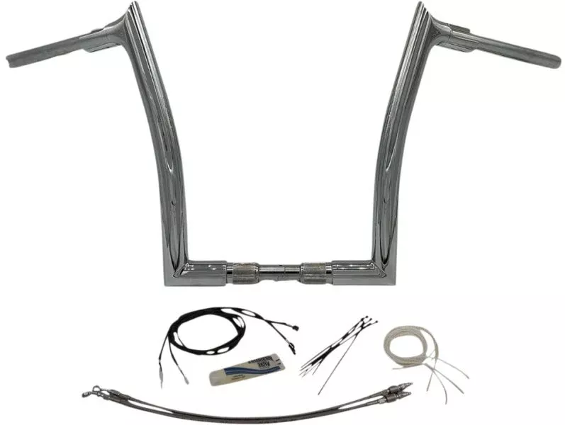 FBI Fat Baggers Chrome 1-1/2″ EZ Install Pointed Top 14″ Handlebar Kit Harley 18+
