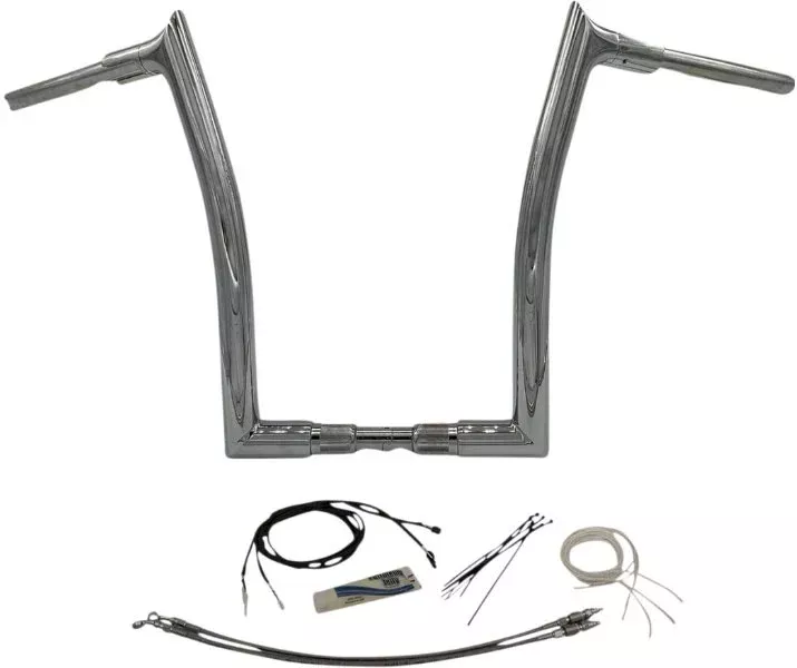 FBI Fat Baggers Chrome 1-1/2″ EZ Install Pointed Top 16″ Handlebar Kit Harley 18+