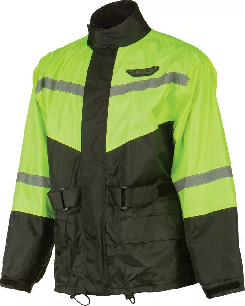 Fly Racing 2-Piece Rain Suit Black/Hi-Vis Lg 479-8018L