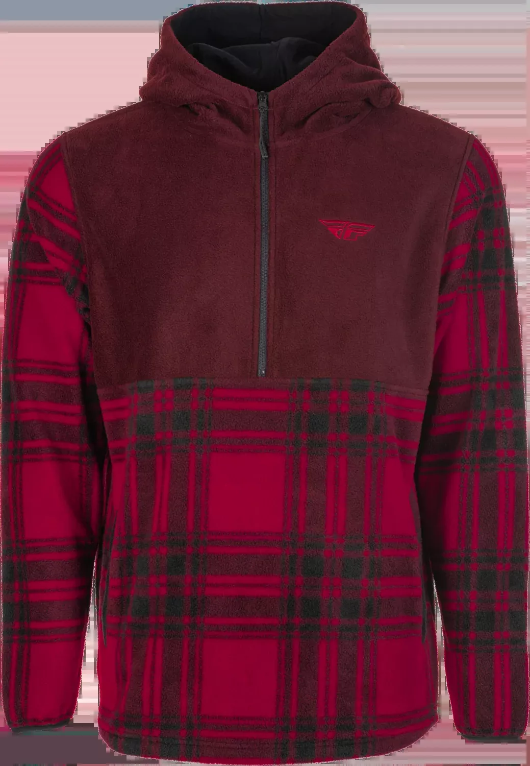 Fly Racing Fly Half Zip Pullover Hoodie Red Plaid Lg 354-0022L