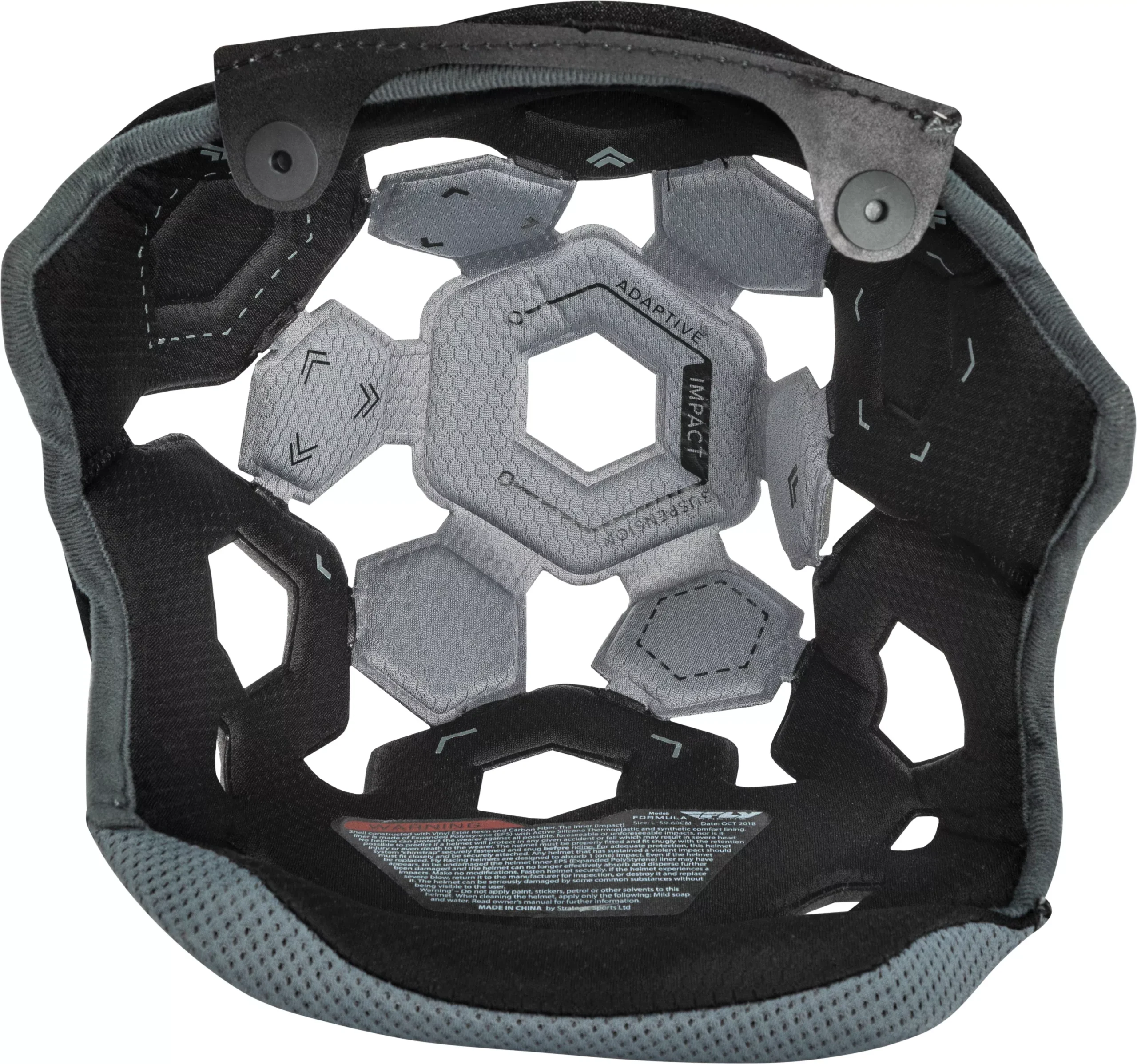 Fly Racing Formula Helmet Liner Black/Cool Grey 2x 73-472202X