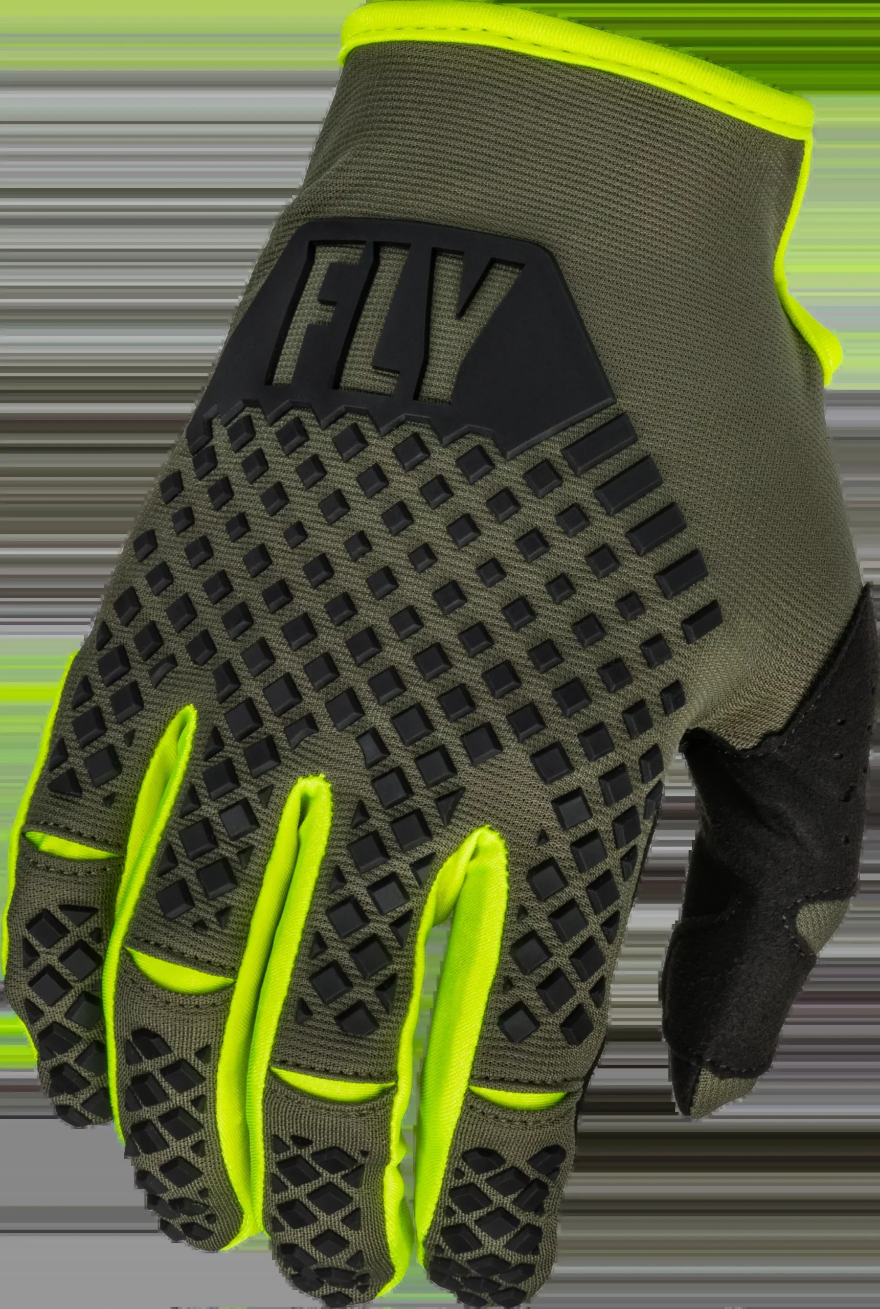 Fly Racing Youth Kinetic Gloves Olive Green/Hi-Vis Yl 376-413YL