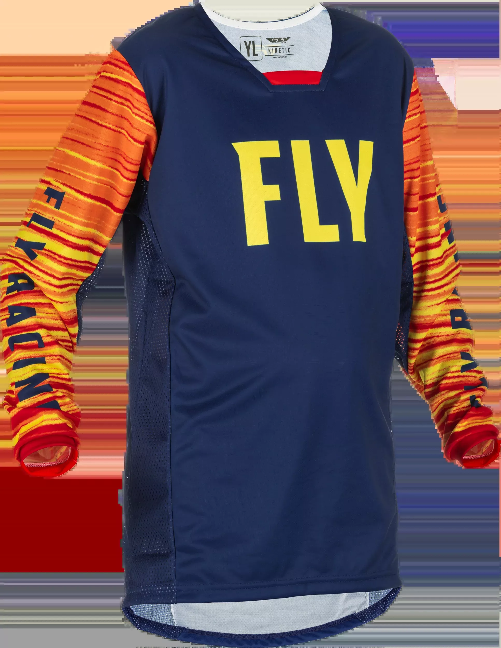 Fly Racing Youth Kinetic Wave Jersey Navy/Yellow/Red Ys 375-526YS