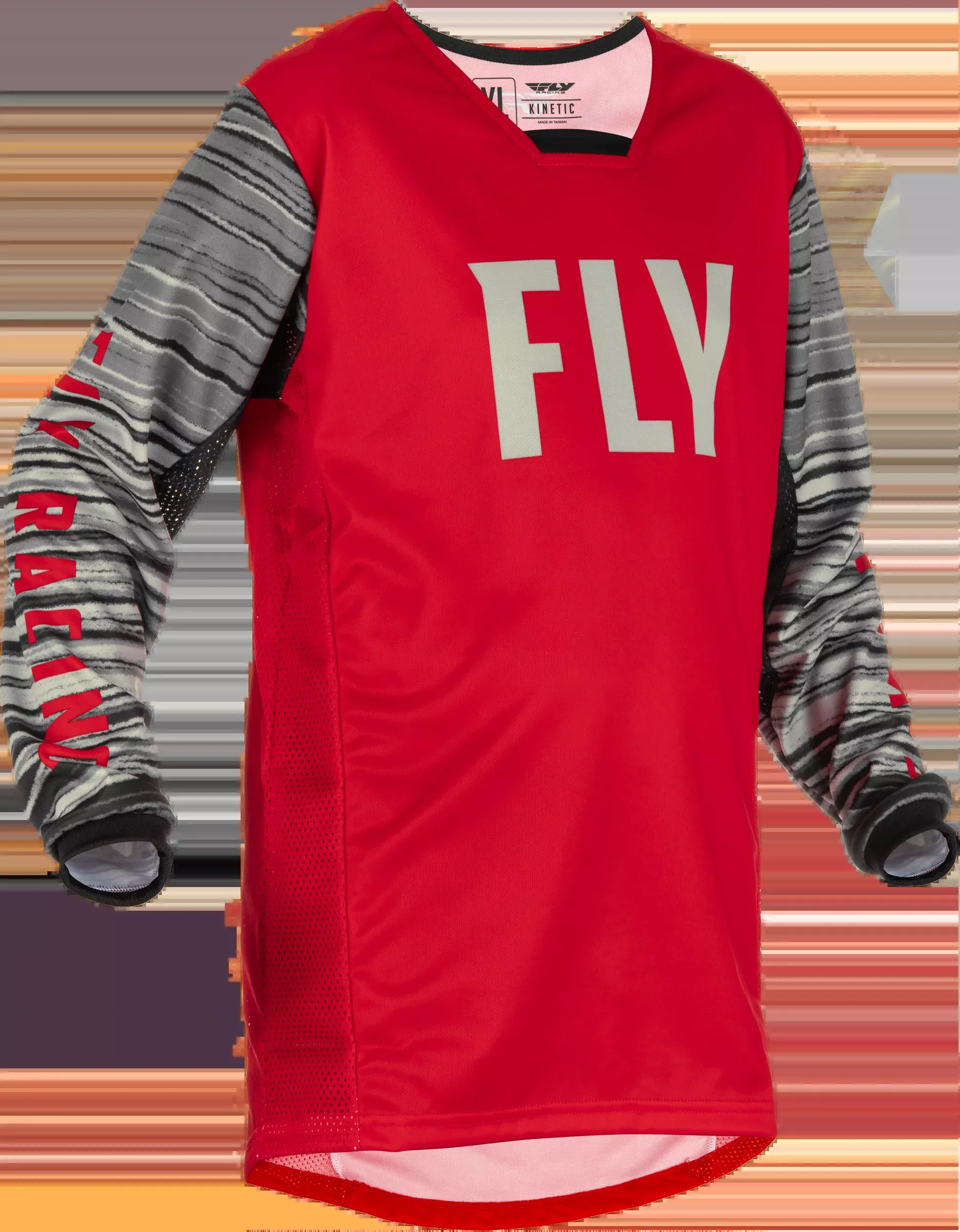 Fly Racing Youth Kinetic Wave Jersey Red/Grey Ym 375-527YM