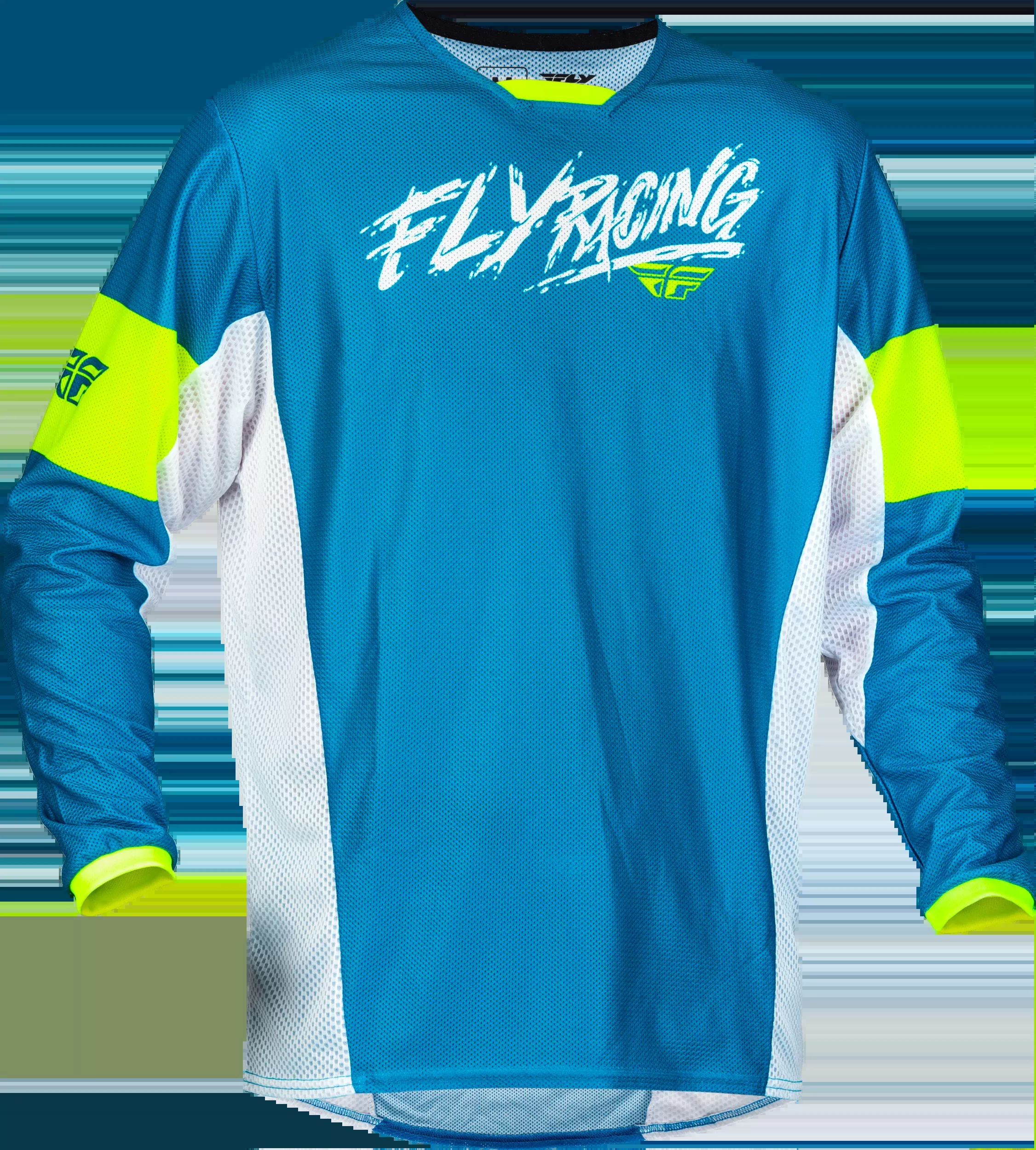 Fly Racing Yth Kinetic Mesh Khaos Jersey Blue/White/Hi-Vis Ym 377-332YM